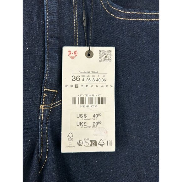 Zara Women’s US Size 4 Dark Wash Mid Rise Bootcut Jeans 33 Inch Inseam - Picture 3 of 16